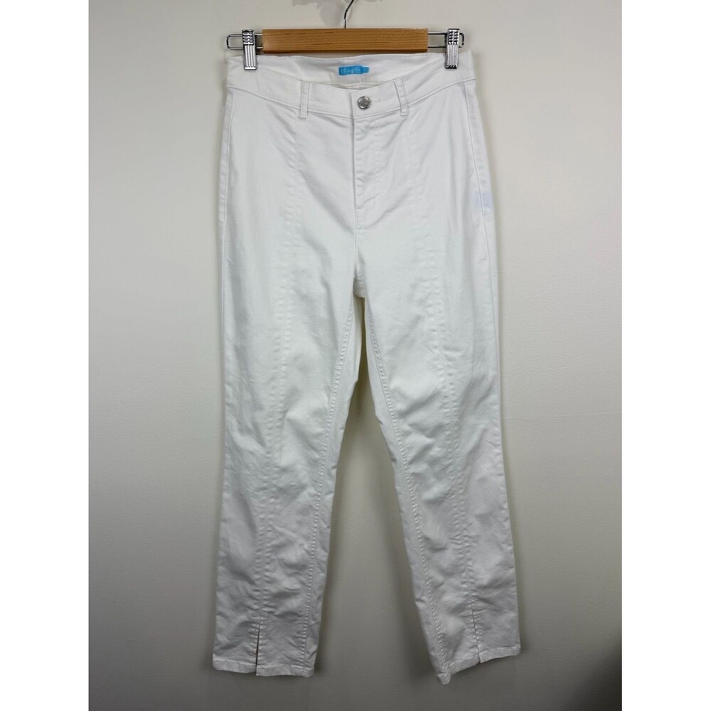 J. McLaughlin White Stretch Ankle Jeans  Slit Preppy Coastal Size 4